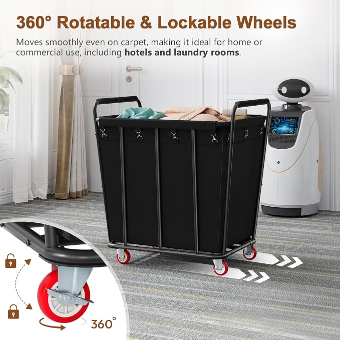 Hoctieon Large Laundry Cart - Field & Grace
