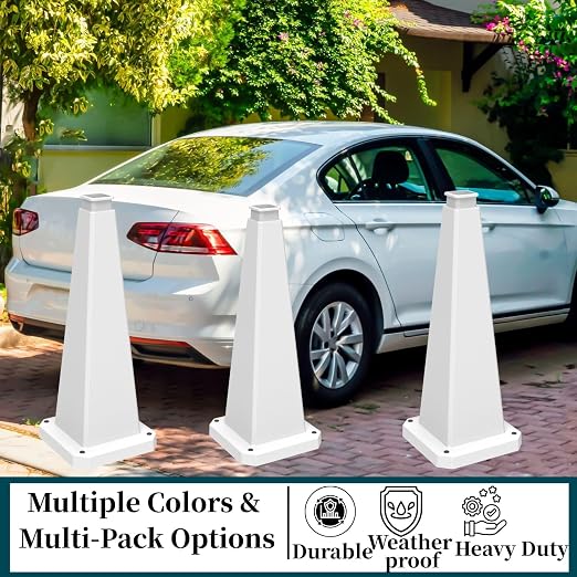BESEA 3 Pack 28" Bright White Traffic Safety Cones - Image 6