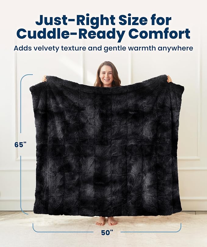 Everlasting Comfort Soft & Comfortable Black Faux Fur Throw Blanket - Image 5