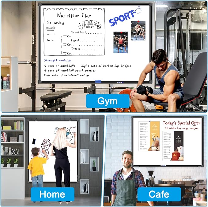 H-Qprobd 48"x30" Magnetic White Board Dry Erase Wall Mount Whiteboard - Image 6