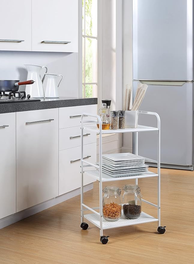 SunnyPoint 3-Tier Rolling Utility Cart – Metal Storage Organizer - Image 4