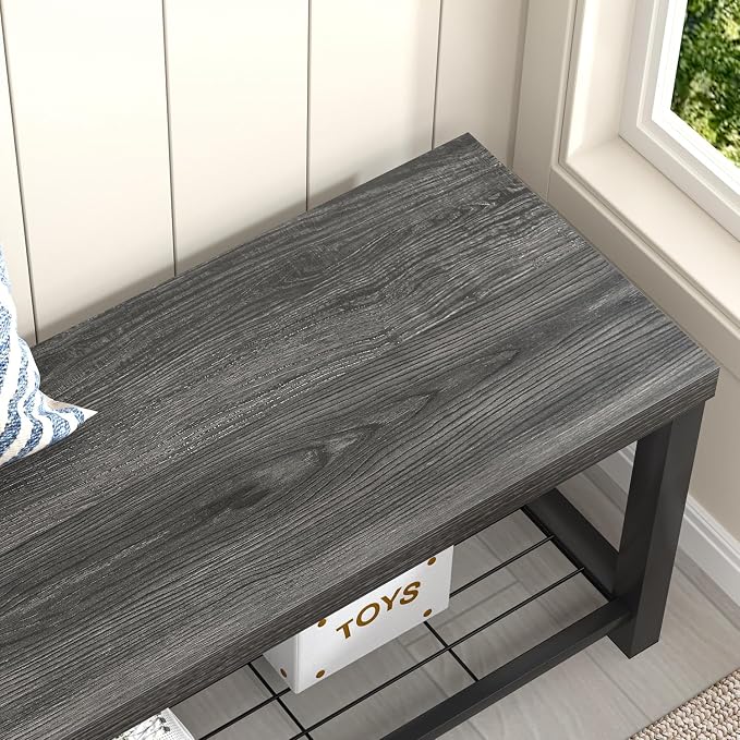 FOLUBAN Shoe Storage Bench, Modern Entryway Bench - Image 5