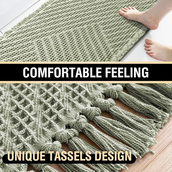 H.VERSAILTEX Waffle Bath Mat Super Absorbent Boho Bath Mat Non Slip Bath Rugs - Image 6