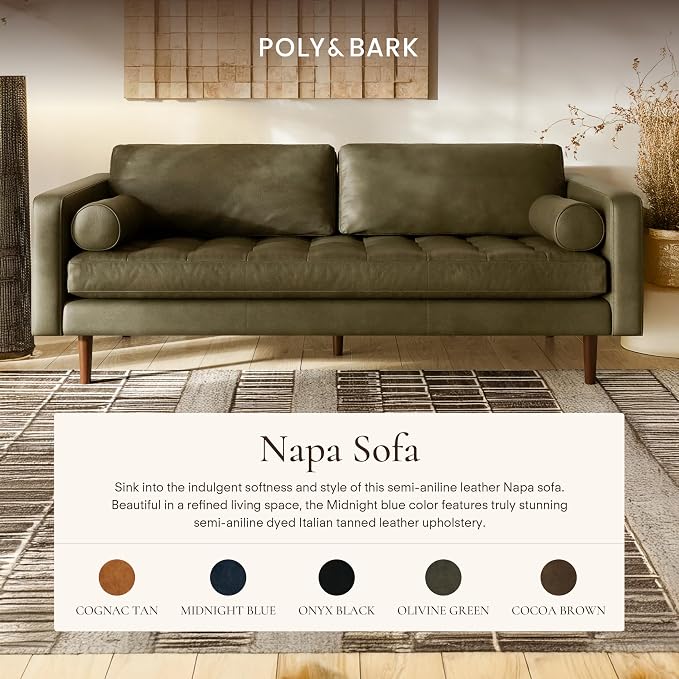 Poly & BARK Napa 88.5" Leather Sofa – Full-Grain Italian-Tanned Aniline Leather - Image 3