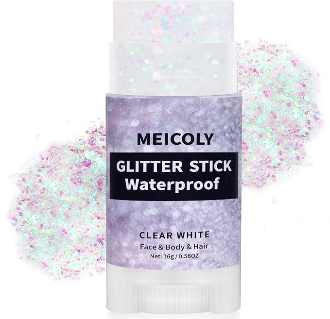 MEICOLY Clear White Face Body Glitter Stick, Hair Glitter Stick by MEICOLY