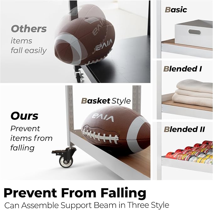 HOMEDANT House 5-Tier Metal Rolling Cart Shelf Rack Casters Heavy Duty - Image 9