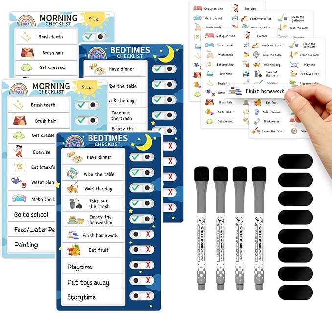 Chore Chart for Kids: Dry Erase Visual Schedule, Magnetic Bedtime/Morning by Tsytyst
