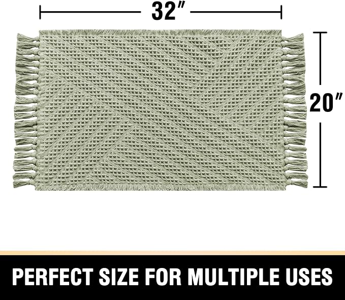 H.VERSAILTEX Waffle Bath Mat Super Absorbent Boho Bath Mat Non Slip Bath Rugs - Image 2