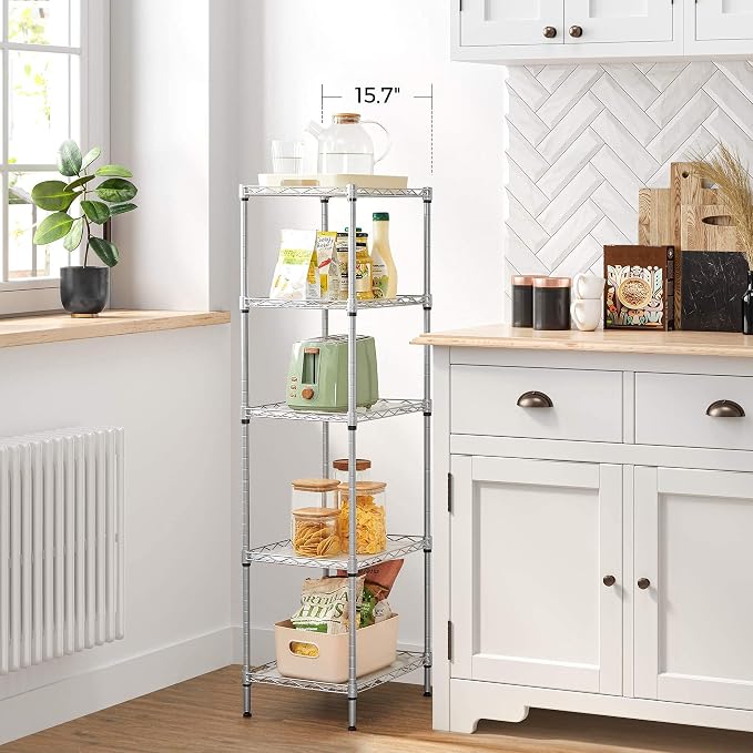 SONGMICS 5-Tier Storage Shelves, Wire Shelving Unit, Kitchen Metal Shelves - Image 7