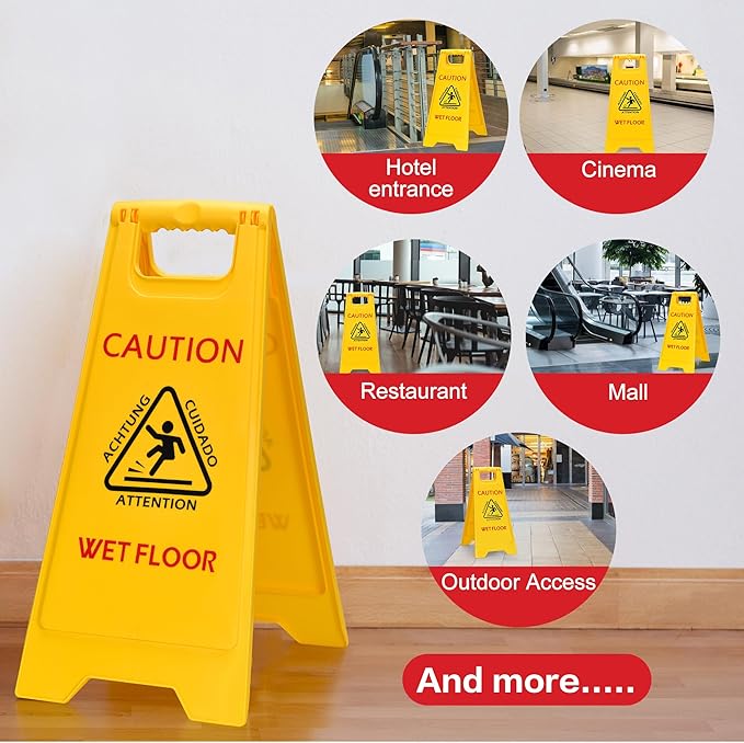 MATTHEW CLEANING 25'' Industrial Wet Floor Sign 12 Pack 2-Sided Safety A-Frame - Image 6
