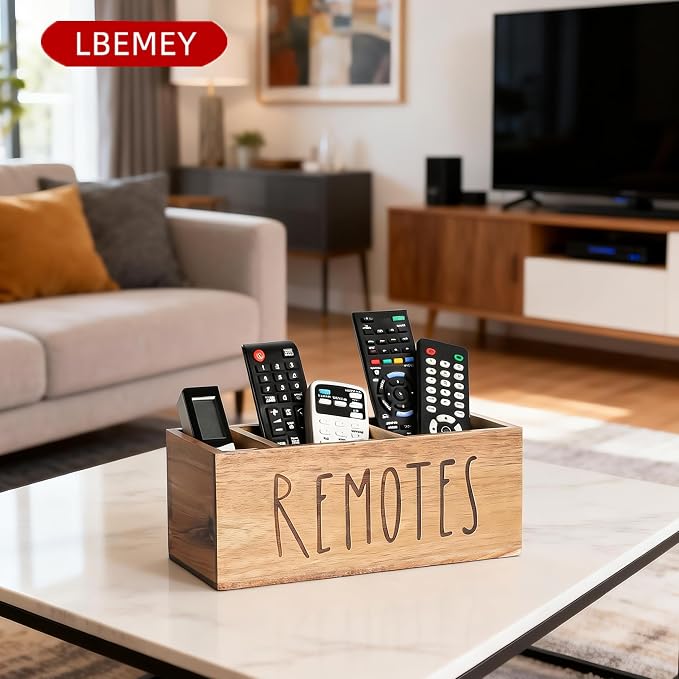 Acacia Wood Remote Control Holder, TV Remote Holder, Remote Organizer - Image 6