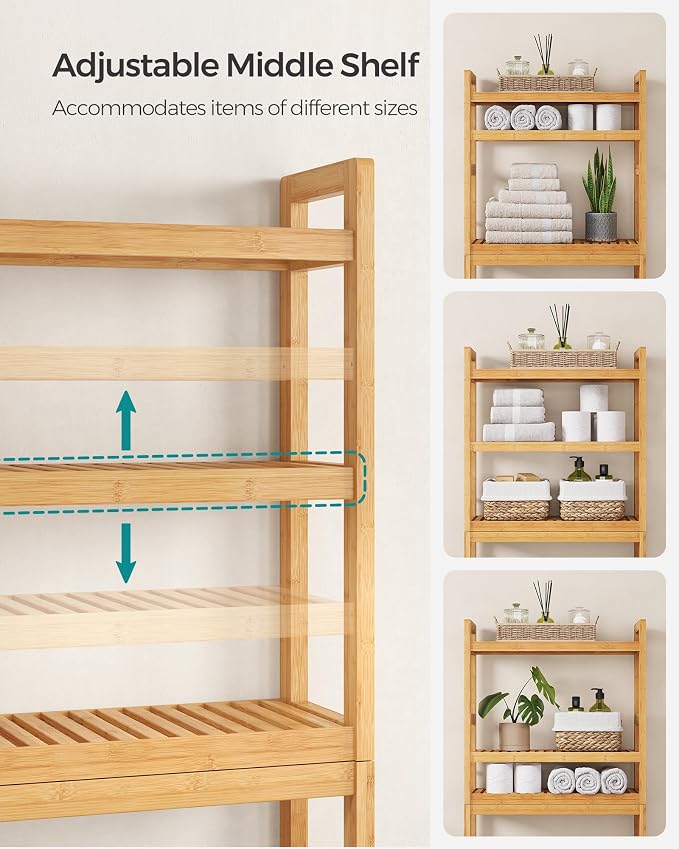 SONGMICS Over The Toilet Storage, 3-Tier Over Toilet Bathroom Organizer - Image 4