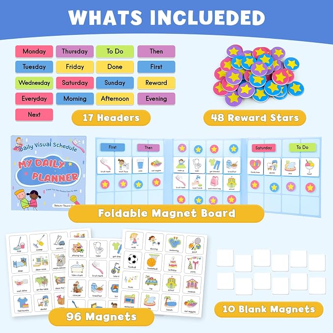 Magnetic Visual Schedule for Kids, Kids Chore Chart Cards for Morning & Bedtime - Image 2