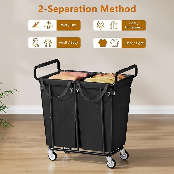 Large Laundry Hamper with Wheels, 2 - Field & Grace