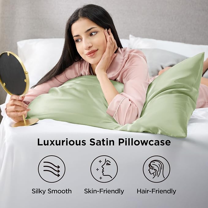 Bedsure Satin Pillowcase 2 Pack Similar to Silk Pillow Cases Standard Size - Field & Grace