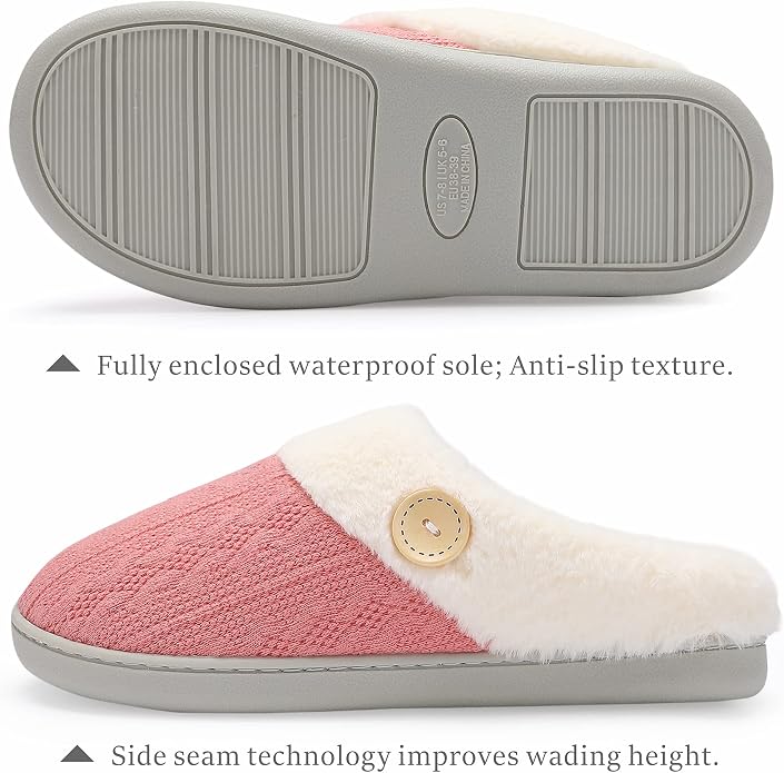 Chantomoo Womens Slipper Warm Comfy Memory Foam House Slippers Knitted Shoes - Image 2
