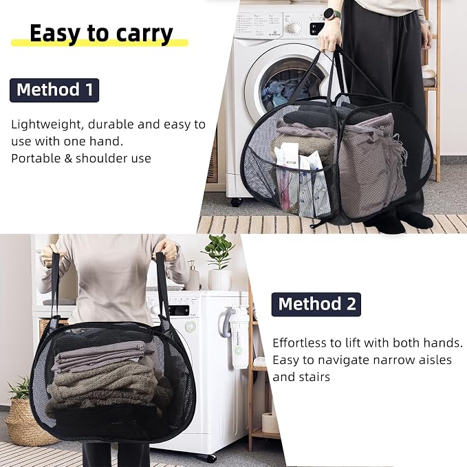 Collapsible Laundry Basket, 90L Foldable Pop-up Laundry Hamper - Image 5