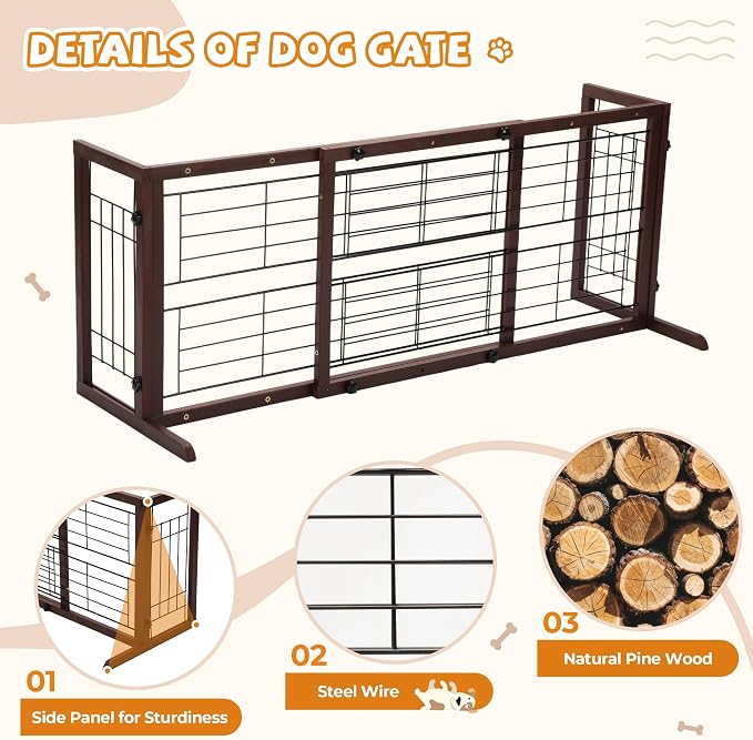 COZIWOW 38-67" Dog Gate Indoor, Free Standing Pet Gate - Image 5