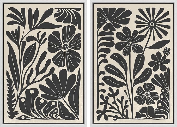 MUDECOR Framed Canvas Wall Art Abstract Floral Botanical Prints Minimalist by MUDECOR