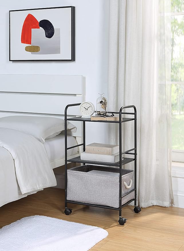 SunnyPoint 3-Tier Rolling Utility Cart – Metal Storage Organizer - Image 4