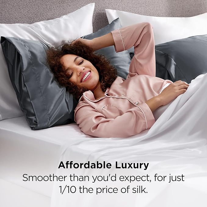 Bedsure Satin Pillowcase 2 Pack Similar to Silk Pillow Cases Standard Size - Image 5
