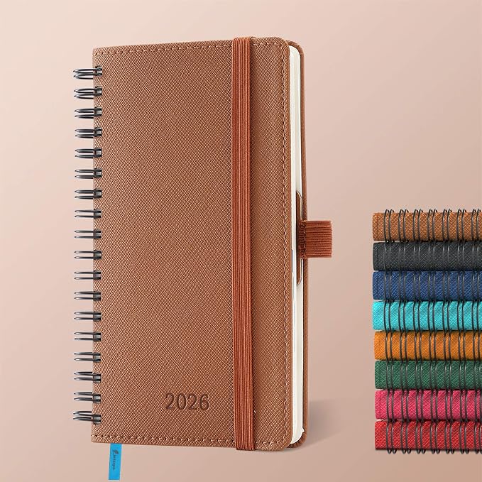 Planner 2026 Daily Weekly and Monthly, 6.5"x3.75", 12 Months Spiral Bound by IN-LUXPRO