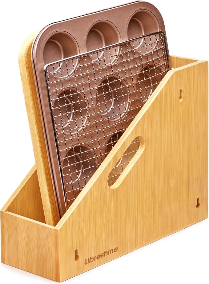 Slim Bamboo Storage Bin with Handles – Heavy-Duty Organizer by Libreshine
