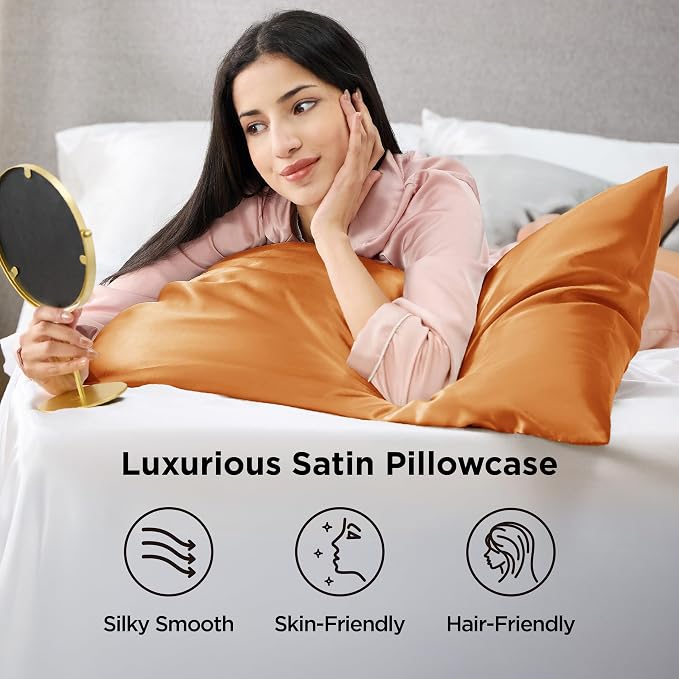 Bedsure Satin Pillowcases, Similar to Silk Pillow Cases Queen Size Set of 2 - Image 3