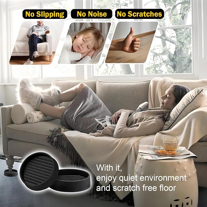 xxxHOLIC Non Slip Furniture Pads, 2” Round Black Rubber Grippers - Image 3