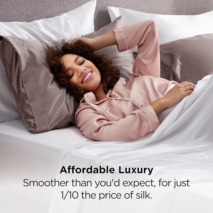 Bedsure Satin Pillowcase 2 Pack Similar to Silk Pillow Cases Standard Size - Field & Grace