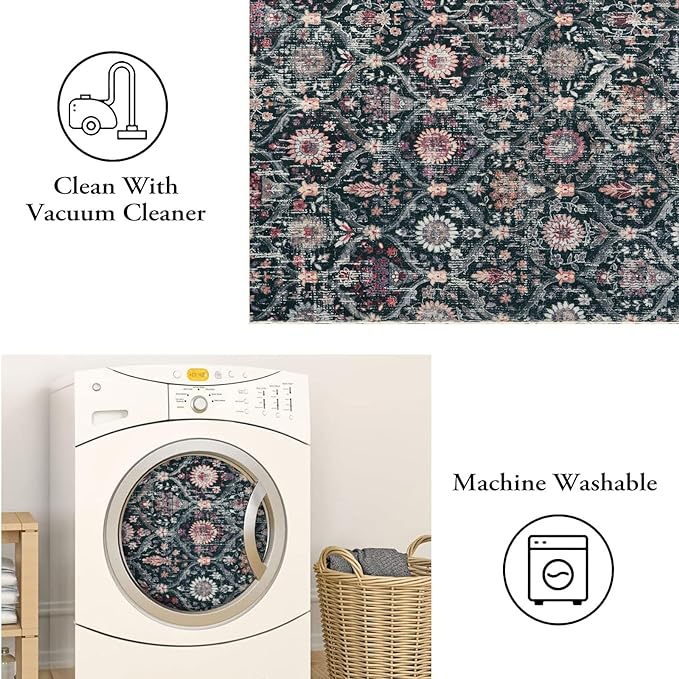 Lahome Moroccan Trellis Washable Round Area Rug, Soft Round Rugs 6ft Ultra-Thin - Image 4
