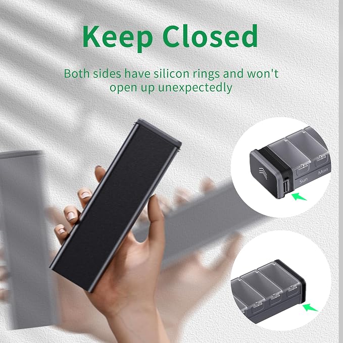 7 Day Weekly Metal Pill Organizer Travel, Kursoaya Premium Aluminum Daily Pill - Image 5