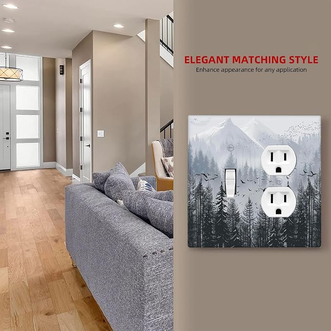 Misty Forest Nature Tree Mountain Birds Wallplates 1 Toggle 1 Duplex Switch - Image 7
