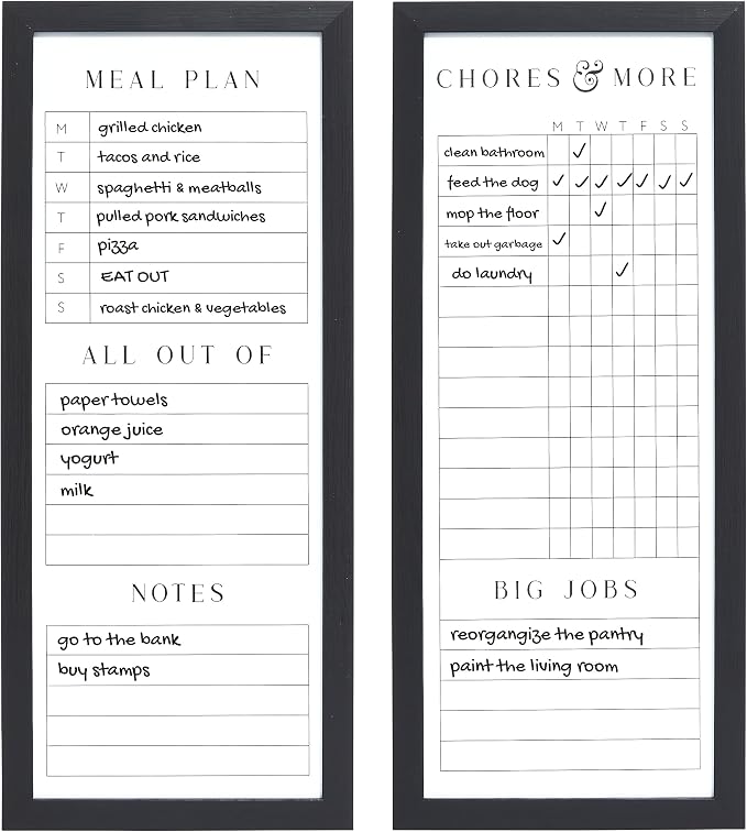 Sheffield Home Set of Two Family Planner Dry Erase Boards Featuring, Chore Chart - Field & Grace