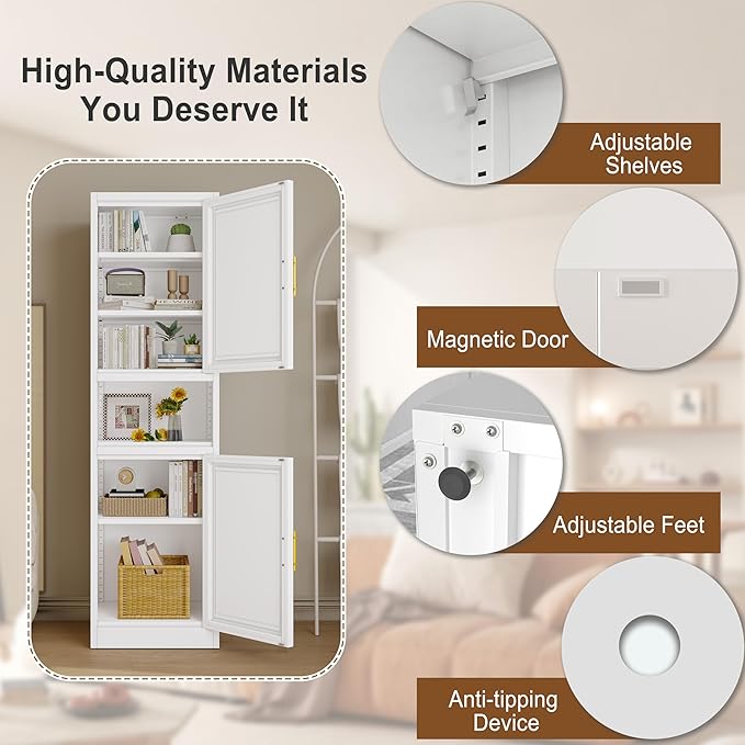 67" Tall Narrow Storage Cabinet Metal Bathroom Cabinet - Image 5