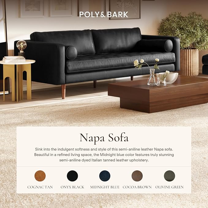 POLY & BARK Napa 88.5" Leather Sofa – Full-Grain Italian-Tanned Aniline Leather - Image 3