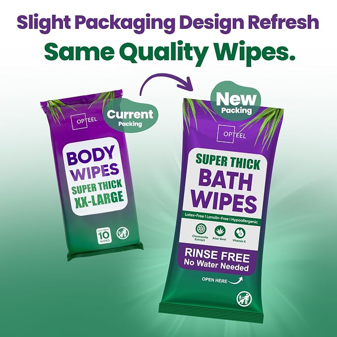 Thick & Large Body Wipes for Adults Bathing No Rinse – Shower Wipe, Women & - Image 3