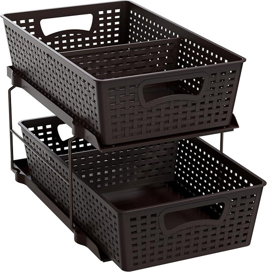 Simple Houseware 2 Tier Bathroom Organizer Tray Pull-Out Sliding Drawer by SimpleHouseware