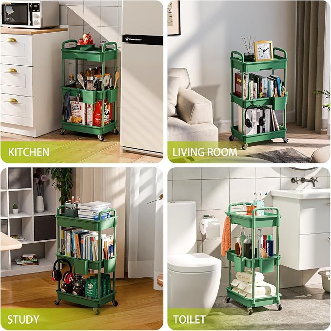 3 Tier Rolling Cart Organizer, Laundry Room Bathroom Organizers and Storage - Image 6