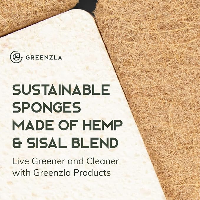 Greenzla Kitchen Sponges, Odor Free Plant-Based Dish Sponges, Non-Scratch Sisal - Field & Grace