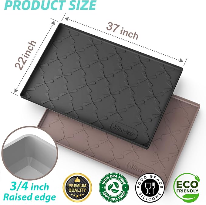 SIKADEER 37" x 22" Under Sink Mat Waterproof, Silicone Mat Kitchen Drawer Shelf - Image 2
