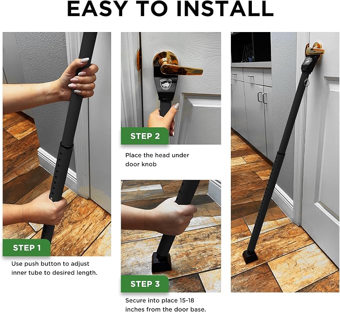 Sliding Door Security Bar, Door Jammer 2-in-1 Adjustable, Door Stoppers - Image 4