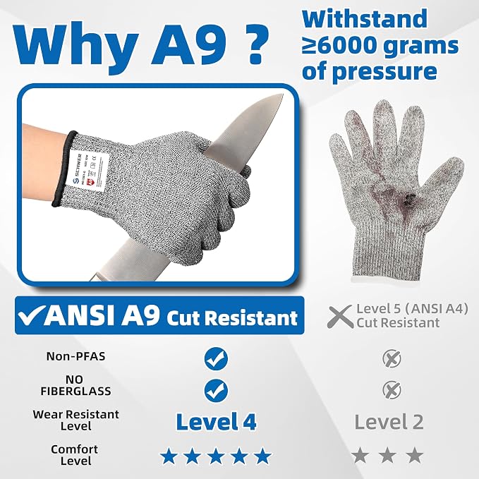 Schwer 150 Pairs ANSI A9 Cut Resistant Gloves, Food Grade Reliable Cutting Glove - Image 2