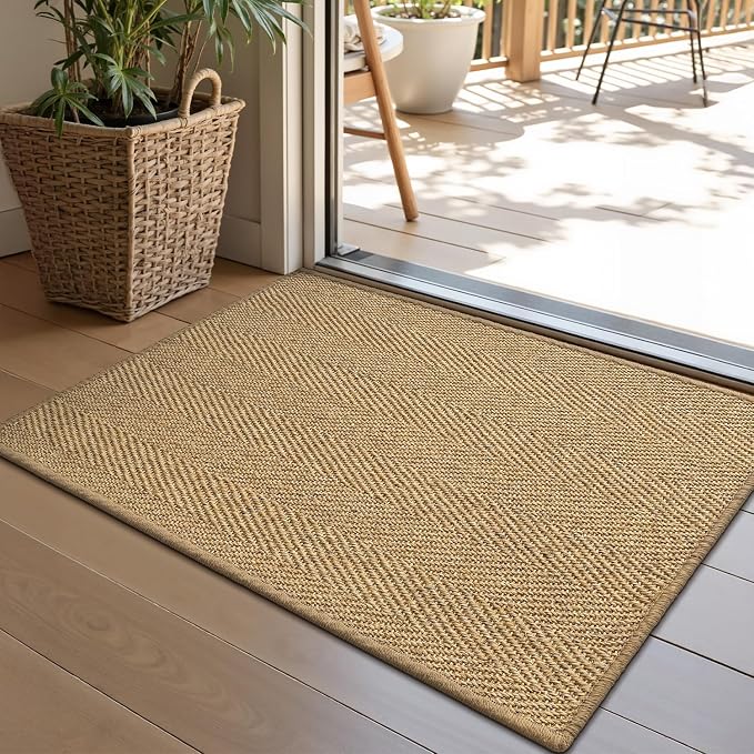 LUMI Handwoven Sisal Door Mat, Non-Slip Durable Entryway Mat, Welcome Front by LUMI