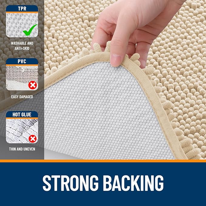 OLANLY Bathroom Rugs Sets 2 Piece, Soft Absorbent Chenille Bath Mats Area Rug - Image 5