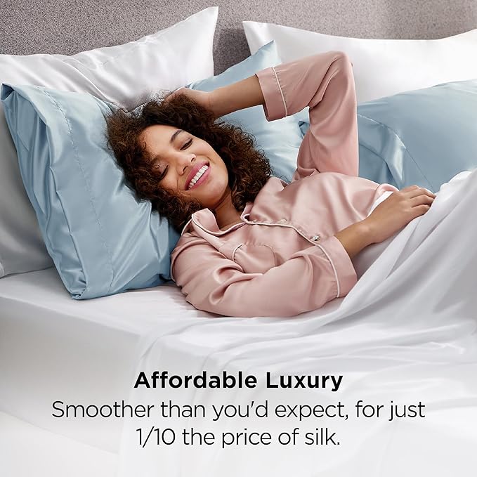 Bedsure Satin Pillowcases, Similar to Silk Pillow Cases Queen Size Set of 2 - Image 5