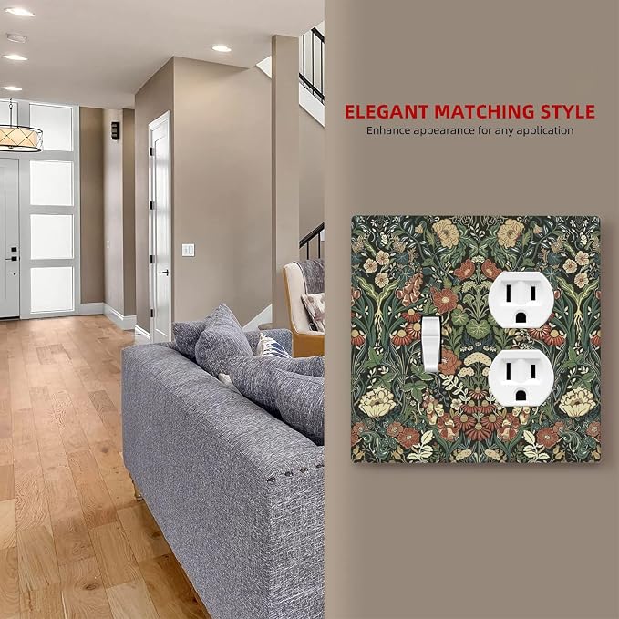 Wallplates Vintage Dark Floral William Morris Green Flower 1 Toggle 1 Duplex - Image 7