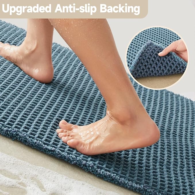 Waffle Bath Mat, Boho Bathroom Rugs Non Slip Washable Super Absorbent Quick Dry - Image 4