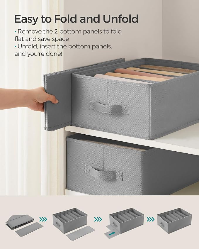 SONGMICS Set of 6 Large Size Wardrobe Clothes Organizers, 6-Compartment - Image 6