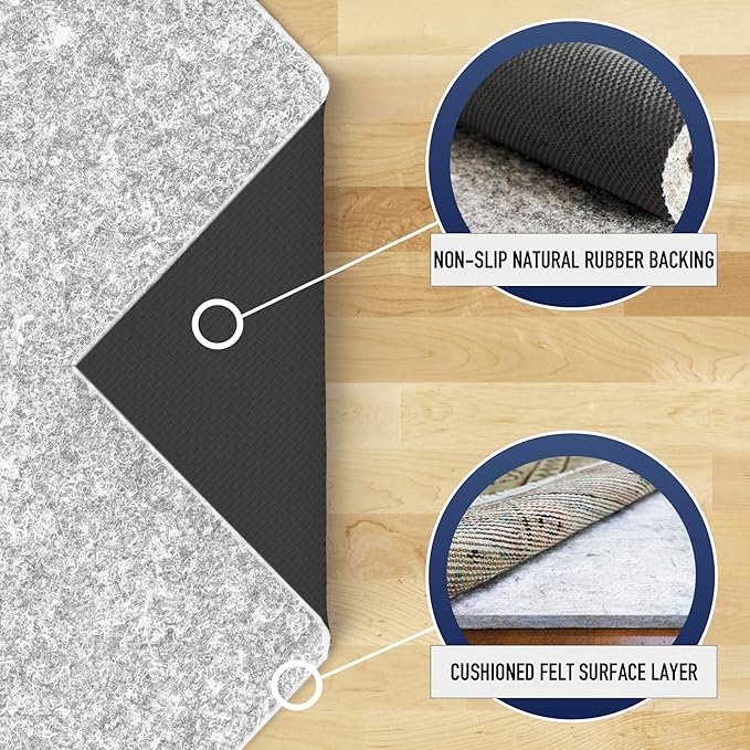 RUGPADUSA - Dual Surface - 8'x10' - 1/4" Thick - Felt + Rubber - Non-Slip - Image 3